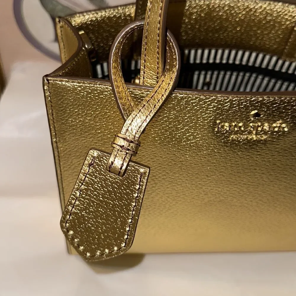 kate spade Thompson Street Metallic Gold Sam  Leather Top Handles Satchel